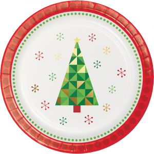 Christmas Tree Small Paper Plates (8pcs)