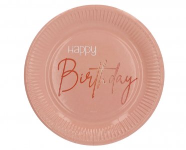 Elegant Blush Happy Birthday Large Paper Plates (8pcs)