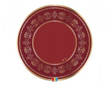 Elegant Red Placemats with Gold Foiled Design (6pcs)