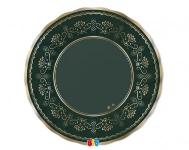 Elegant Green Extra Large Paper Plates with Gold Foiled Pirnt (6pcs)
