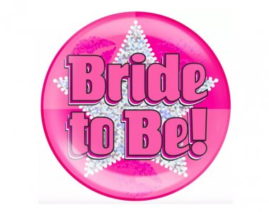 Extra Large Bride to Be Fuchsia Badge with Star (15cm)
