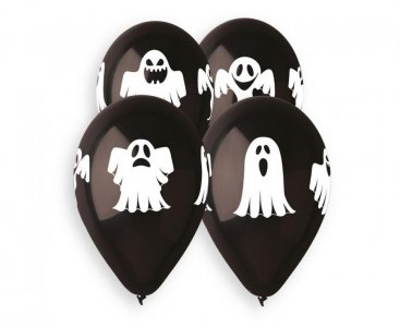Ghosts Black Latex Balloons (5pcs)