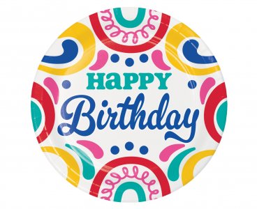 Fiesta Happy Birthday Μεγάλα Χάρτινα Πιάτα (8τμχ)