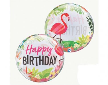 Flamingo Happy Birthday Bubble Μπαλόνι (55,5εκ)