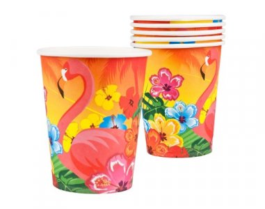 Flamingo and Hibiscus Paper Cups (6pcs)