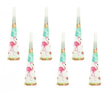 Flamingo Party Horns (6pcs)
