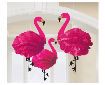 Flamingo Fluffy Decorations (3pcs)