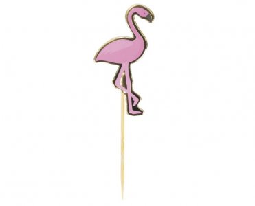 Flamingo with Gold Foiled Edging Decorative Picks (10pcs)
