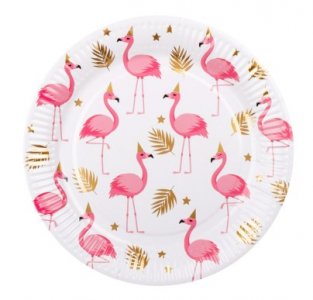 Flamingo with Gold Foiled Details Large Paper Plates (10pcs)