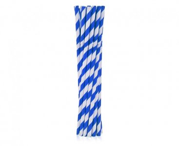 Flexible Blue Stripes Paper Straws (12pcs)