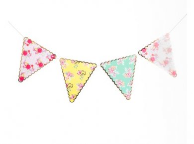Floral Flag Bunting with Gold Foiled Details (5m)