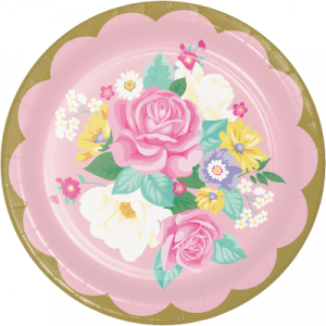 Floral Tea Party Large Paper Plates (8pcs)