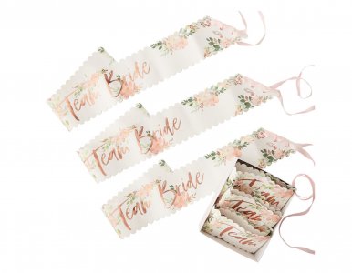 Floral Team Bride Sashes with Rose Gold Foiled Print (6pcs)