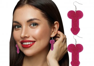 Fuchsia with Glitter Wiilies Pair of Earrings