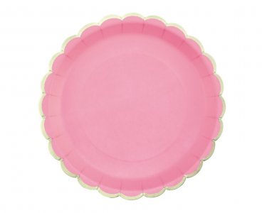 Hot Pink Large Paper Plates with Gold Foiled Details (8pcs)