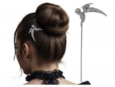 Skeleton with Wings Sickle Hair Clip (19cm)