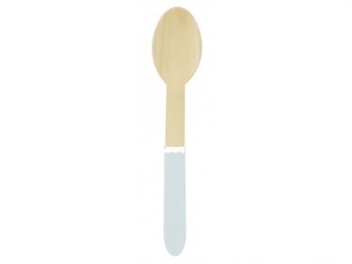 Pale Blue Wooden Spoons with Gold Foiled Detail (8pcs)