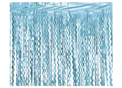 Light Blue Wavy Foil Curtain (100cm x 200cm)