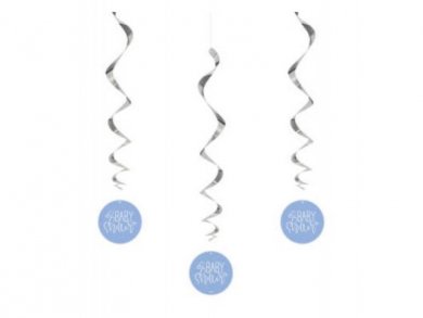 Pale Blue Baby Shower Hanging Swirl Decorations (3pcs)