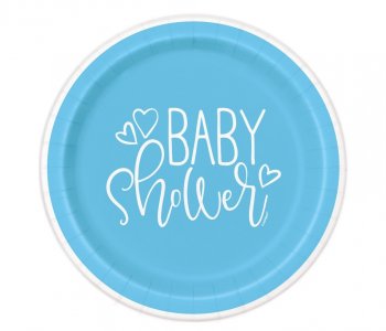 Γαλάζιο Baby Shower Μικρά Χάρτινα Πιάτα (8τμχ)
