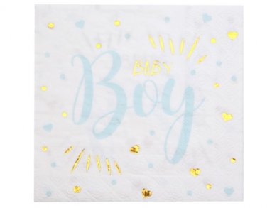 Pale Blue and Gold Baby Boy Luncheon Napkins (20pcs)
