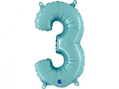 Pale Blue Balloon Number 3 (35cm)