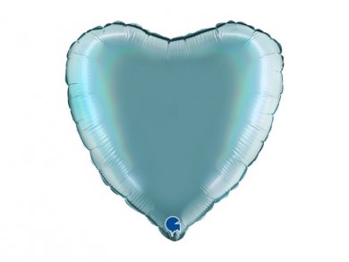 Γαλάζιο με Ολογραφικό Τύπωμα Μπαλόνι Καρδιά (46εκ)
