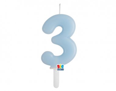 Baby Blue Number 3 Cake Candle (7cm)