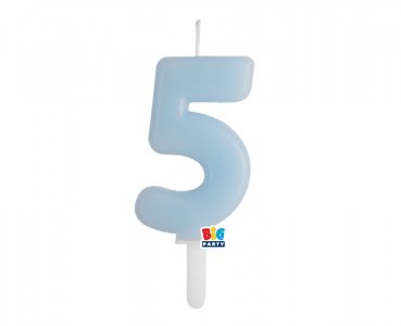 Baby Blue Number 5 Cake Candle (7cm)