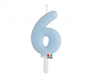 Baby Blue Number 6 Cake Candle (7cm)