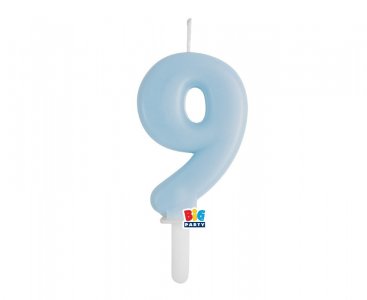 Baby Blue Number 9 Cake Candle (7cm)