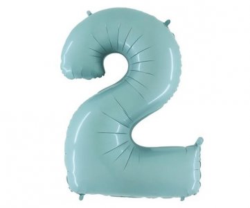 Γαλάζιο Παστέλ Αριθμός-Νούμερο 2 Super Shape Μπαλόνι (100εκ)