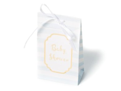 Γαλάζιο Ριγέ Baby Shower Πολυτελή Σακουλάκια για Κέρασμα (10τμχ)