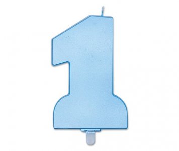 Γαλάζιο Σατινέ 1 Κεράκι για Τούρτα (10εκ)