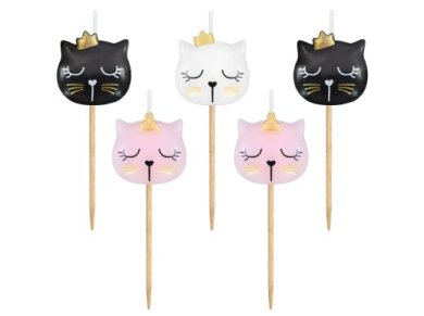 Cats with Gold Details Cake Candles (5pcs)