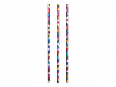 Rainbow Birthday Paper Straws with Metallic Print 24pcs
