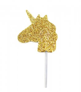 Unicorn gold glitter cake toppers 12/pcs