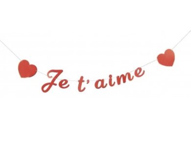 Red Je T'aime Letter Garland with Hearts (2m)