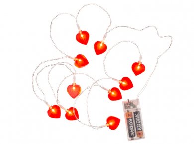 Red Hearts Garland with Led Lights (165cm)