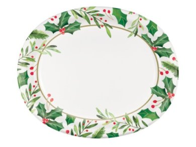 Mistletoe Oval Large Paper Plates (8pcs)