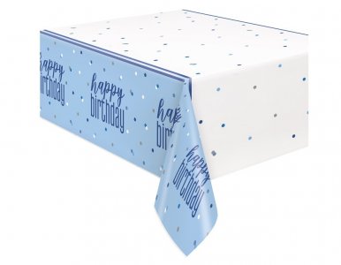 Glitz Μπλε Happy Birthday Τραπεζομάντηλο (137εκ x 213εκ)