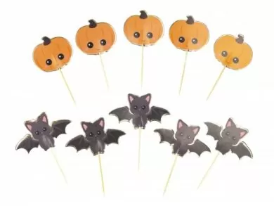 Sweet Pumpkins and Bats Decorative Picks (10pcs)
