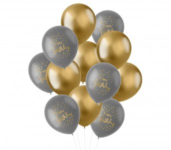 Golden Dawn Happy Birthday Latex Balloons (12pcs)