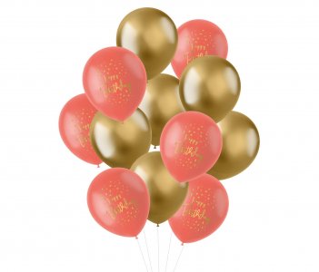 Golden Dusk Happy Birthday Latex Balloons (12pcs)