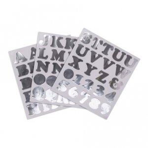 Letters and Numbers Silver Stickers
