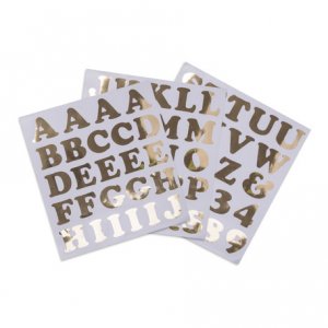 Letters and Numbers Gold Stickers