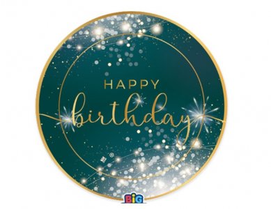 Green Happy Birthday Glamour Μικρά Χάρτινα Πιάτα (6τμχ)