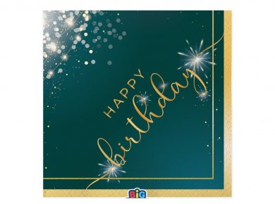 Green Happy Birthday Glamour Χαρτοπετσέτες (16τμχ)