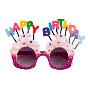 Happy Birthday Fuchsia Glitter Glasses