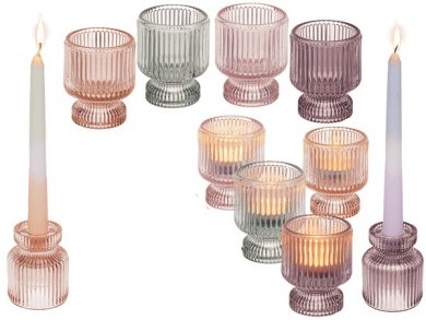 Glass Tea Light and Candle Holder (6cm x 8cm)